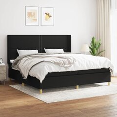 vidaXL atsperu gultas rāmis ar matraci, melns audums, 200x200 cm cena un informācija | Gultas | 220.lv