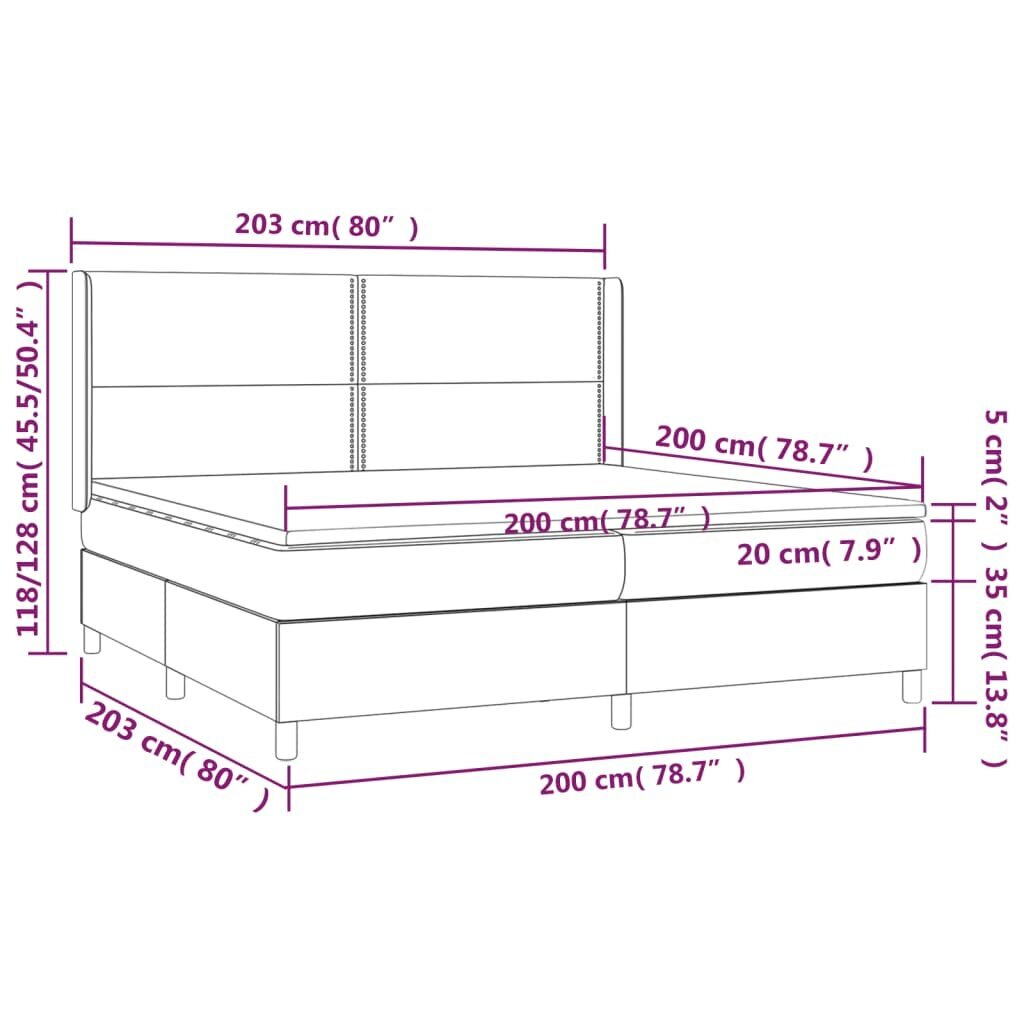 vidaXL atsperu gultas rāmis ar matraci, melns audums, 200x200 cm cena un informācija | Gultas | 220.lv