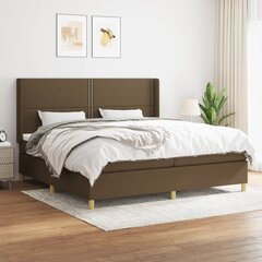 vidaXL atsperu gultas rāmis ar matraci, tumši brūna, 200x200cm, audums цена и информация | Кровати | 220.lv