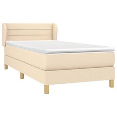 Atsperu gultas rāmis ar matraci vidaXL, 100x200 cm, krēmkrāsas cena un informācija | Gultas | 220.lv