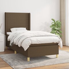 vidaXL atsperu gultas rāmis ar matraci, tumši brūna, 90x200 cm, audums цена и информация | Кровати | 220.lv