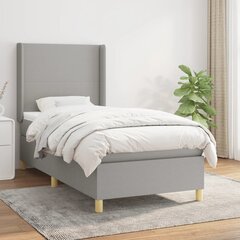 vidaXL atsperu gultas rāmis ar matraci, gaiši pelēks audums, 100x200cm cena un informācija | Gultas | 220.lv