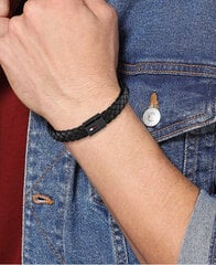 Tommy Hilfiger Черный кожаный браслет со стальной застежкой 2790331 цена и информация | Мужские украшения | 220.lv