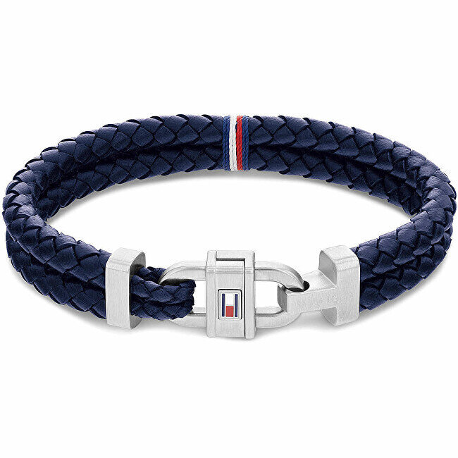 Tommy Hilfiger Stilīga ādas rokassprādze ar tērauda ornamentu 2790362 cena un informācija | Vīriešu rotaslietas | 220.lv