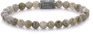 Rebel&Rose Sudraba pērlīšu rokassprādze Labradorite Shield RR-6S005-S cena un informācija | Vīriešu rotaslietas | 220.lv