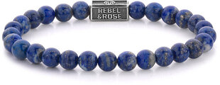 Rebel&Rose Серебряный браслет из бисера Лазурит RR-6S002-S цена и информация | Мужские украшения | 220.lv