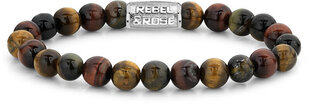 Rebel&Rose Pērlīšu rokassprādze Kas baidās no Tīģera RR-80009-S cena un informācija | Vīriešu rotaslietas | 220.lv