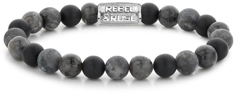 Rebel&Rose Grey Rocks pērlīšu rokassprādze RR-80069-S cena un informācija | Vīriešu rotaslietas | 220.lv