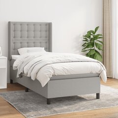 vidaXL atsperu gultas rāmis ar matraci, gaiši pelēks audums, 80x200 cm cena un informācija | Gultas | 220.lv
