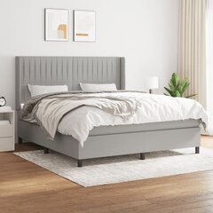 vidaXL atsperu gulta ar matraci, gaiši pelēks audums, 180x200 cm cena un informācija | Gultas | 220.lv