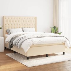 vidaXL atsperu gulta ar matraci, krēmkrāsas audums, 140x190 cm цена и информация | Кровати | 220.lv