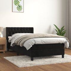 vidaXL atsperu gulta ar matraci, melns samts, 90x200 cm цена и информация | Кровати | 220.lv