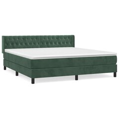 vidaXL atsperu gulta ar matraci, tumši zaļš samts, 160x200 cm cena un informācija | Gultas | 220.lv