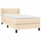 Atsperu gulta ar matraci vidaXL, 100x200 cm, krēmkrāsas cena un informācija | Gultas | 220.lv