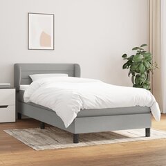 Atsperu gulta ar matraci vidaXL, 100x200 cm, gaiši pelēks cena un informācija | Gultas | 220.lv