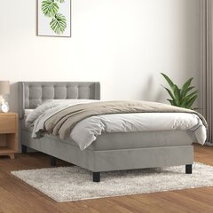 vidaXL atsperu gulta ar matraci, gaiši pelēks samts, 90x200 cm цена и информация | Кровати | 220.lv