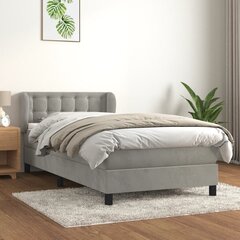 Atsperu gultas rāmis ar matraci vidaXL, 90x200 cm, gaiši pelēks cena un informācija | Gultas | 220.lv