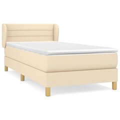Atsperu gultas rāmis ar matraci vidaXL, 90x200 cm, krēmkrāsas cena un informācija | Gultas | 220.lv