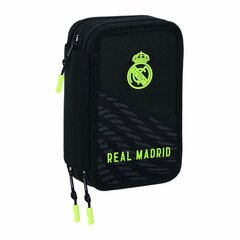 Тройной пенал Real Madrid C.F. Черный (12,5 х 20,5 х 6 см) (41 шт.) цена и информация | Пеналы | 220.lv
