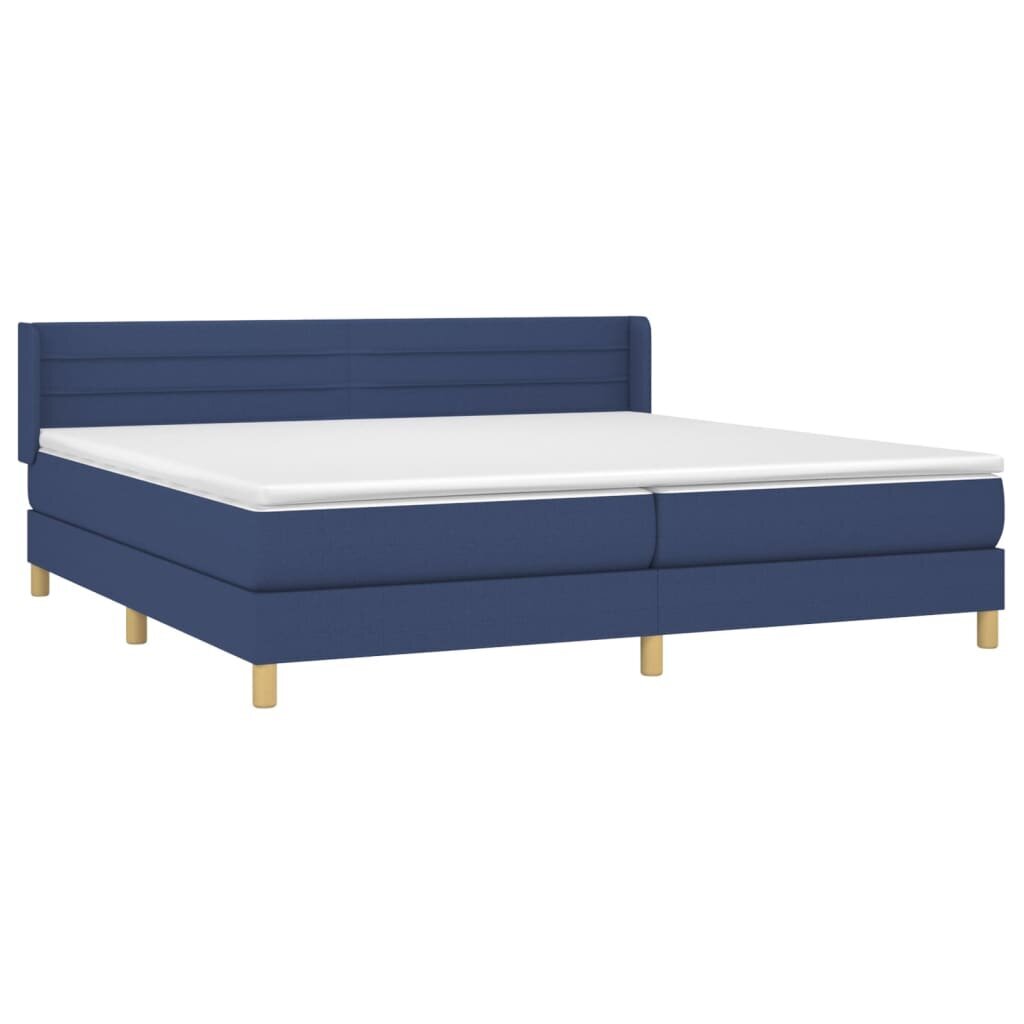 vidaXL atsperu gultas rāmis ar matraci, zils audums, 200x200 cm цена и информация | Gultas | 220.lv