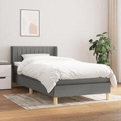 vidaXL atsperu gultas rāmis ar matraci, tumši pelēka, 80x200cm, audums cena un informācija | Gultas | 220.lv