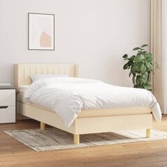 vidaXL atsperu gulta ar matraci, krēmkrāsas, 90x190 cm, audums цена и информация | Кровати | 220.lv