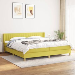 vidaXL atsperu gultas rāmis ar matraci, zaļš audums, 200x200 cm цена и информация | Кровати | 220.lv