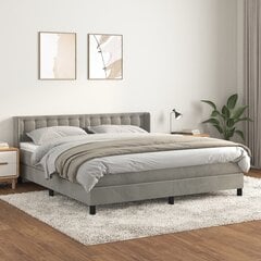 vidaXL atsperu gulta ar matraci, gaiši pelēks samts, 160x200 cm cena un informācija | Gultas | 220.lv