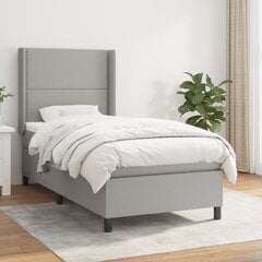 vidaXL atsperu gultas rāmis ar matraci, gaiši pelēks audums, 80x200 cm cena un informācija | Gultas | 220.lv