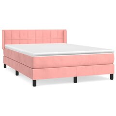 vidaXL atsperu gulta ar matraci, rozā samts, 140x200 cm cena un informācija | Gultas | 220.lv