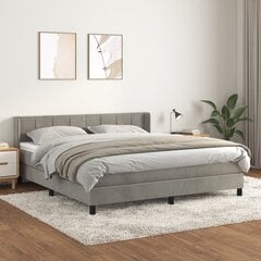vidaXL atsperu gulta ar matraci, gaiši pelēks samts, 180x200 cm цена и информация | Кровати | 220.lv