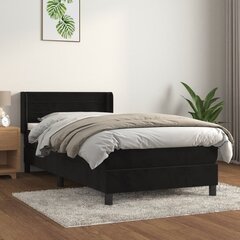 vidaXL atsperu gulta ar matraci, melns samts, 90x200 cm цена и информация | Кровати | 220.lv