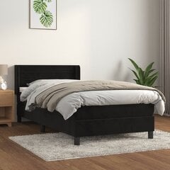 vidaXL atsperu gulta ar matraci, melns samts, 100x200 cm cena un informācija | Gultas | 220.lv