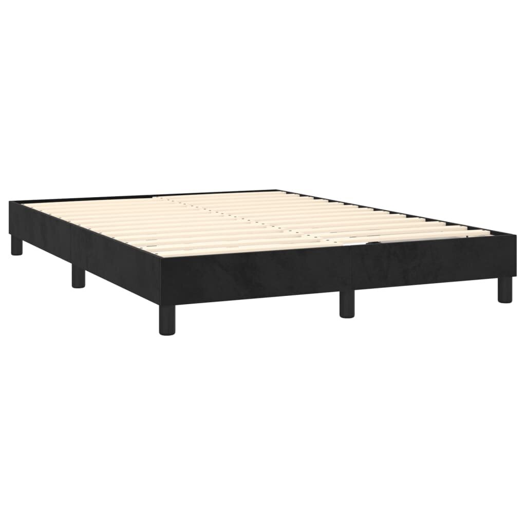 vidaXL atsperu gulta ar matraci, melns samts, 140x200 cm цена и информация | Gultas | 220.lv