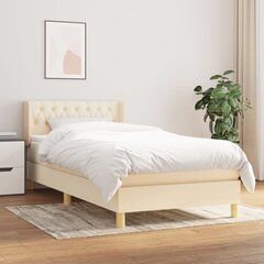 vidaXL atsperu gulta ar matraci, krēmkrāsas, 90x190 cm, audums цена и информация | Кровати | 220.lv