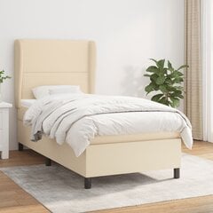 Atsperu gultas rāmis ar matraci vidaXL, 80x200 cm, krēmkrāsas cena un informācija | Gultas | 220.lv