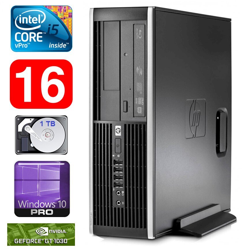 HP 8100 Elite SFF i5-650 16GB 1TB GT1030 2GB DVD WIN10Pro, atjaunots cena un informācija | Stacionārie datori | 220.lv