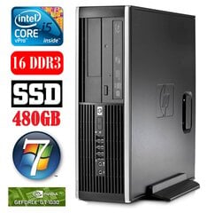 HP 8100 Elite SFF i5-650 16GB 480SSD GT1030 2GB DVD WIN7Pro, atjaunots cena un informācija | Stacionārie datori | 220.lv