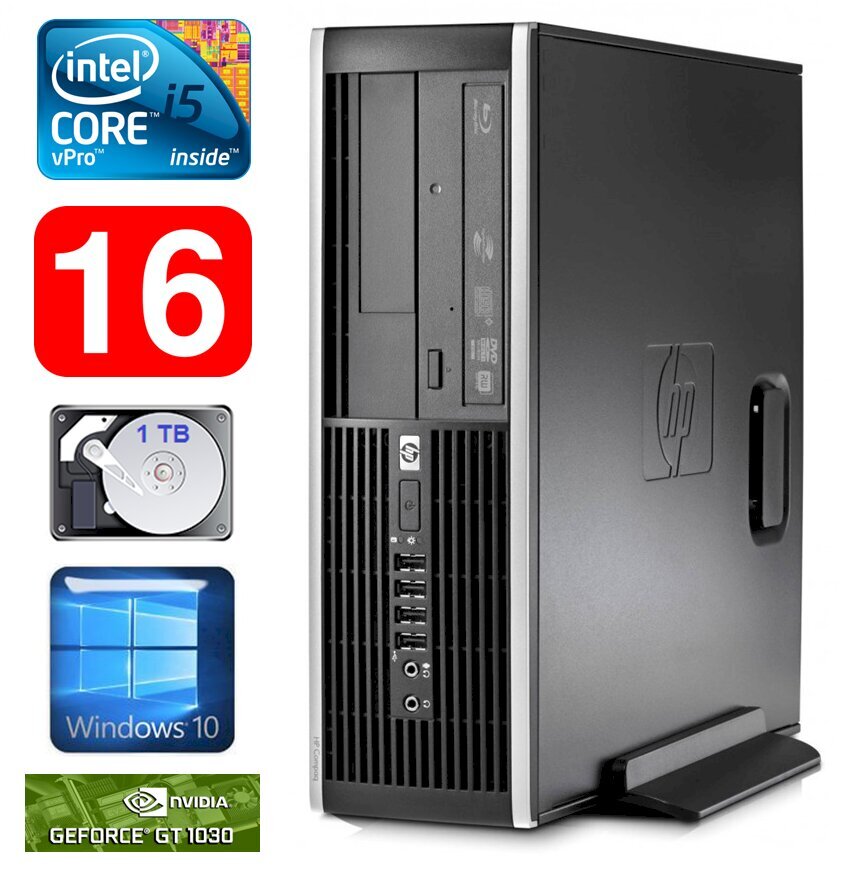 HP 8100 Elite SFF i5-650 16GB 1TB GT1030 2GB DVD WIN10, atjaunots cena un informācija | Stacionārie datori | 220.lv