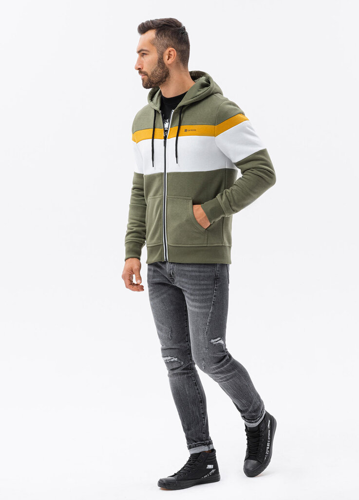 Vīriešu trīskrāsainā džemperis ar kapuci Ombre B1420 cena un informācija | Vīriešu jakas | 220.lv