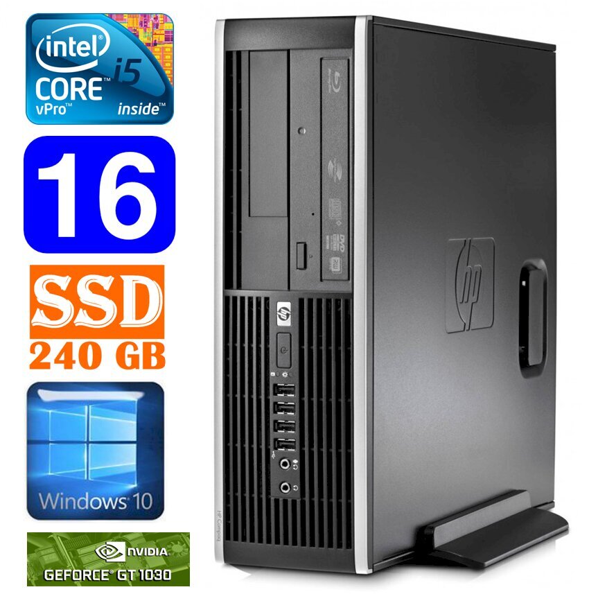 HP 8100 Elite SFF i5-650 16GB 240SSD GT1030 2GB DVD WIN10 [refurbished] цена и информация | Stacionārie datori | 220.lv