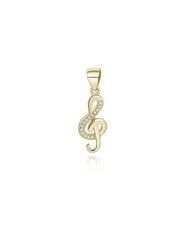 Beneto Apzeltīts kulons ar cirkoniem Treble clef AGH591-GOLD cena un informācija | Kaklarotas | 220.lv