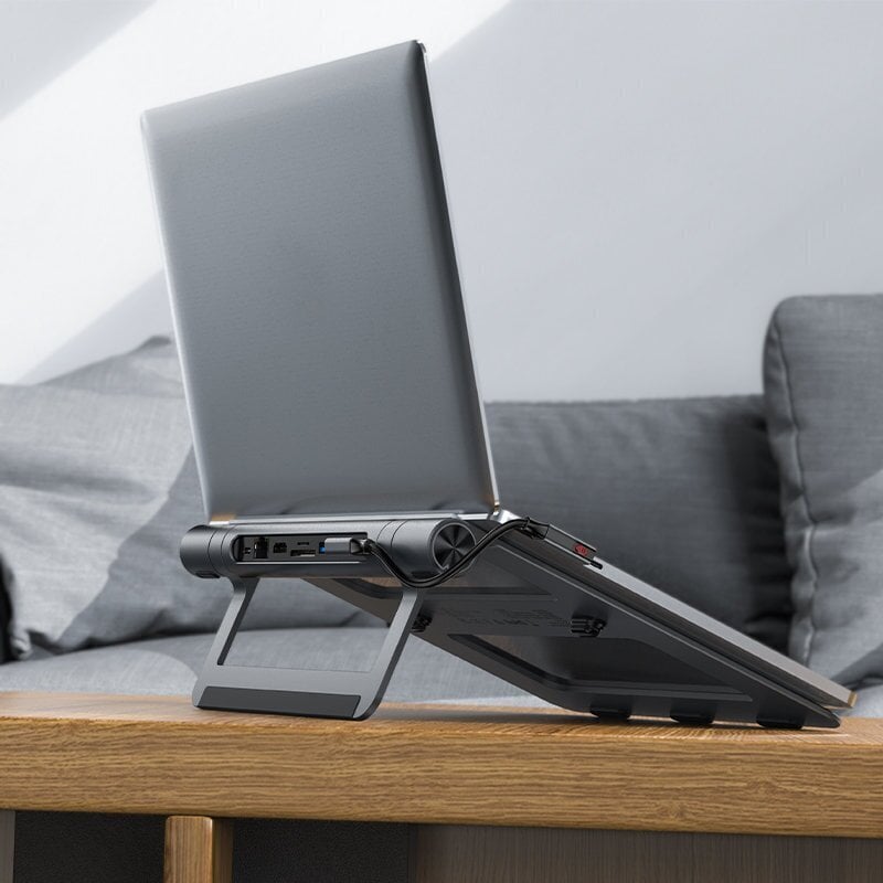 Acefast HUB multifunctional USB Type C laptop stand - 2x USB 3.2 Gen 1 (3.0, 3.1 Gen 1) / TF, SD / HDMI 4K @ 60Hz / RJ45 1Gbps / PD 3.0 100W (20V / 5A) gray (E5 space gray) cena un informācija | Portatīvo datoru dzesēšanas paliktņi un citi piederumi | 220.lv