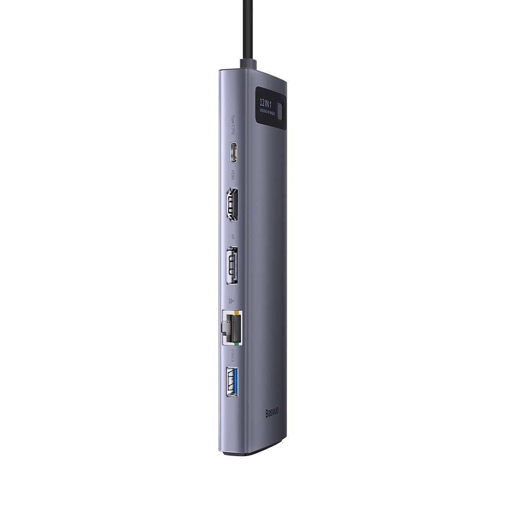 Baseus Metal Gleam multi-functional HUB USB Type C 12in1 HDMI / DP / USB Type C / minijack 3.5mm / RJ45 / SD (WKWG020213) cena un informācija | Adapteri un USB centrmezgli | 220.lv