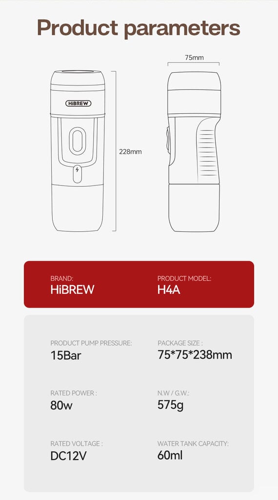 HiBrew H4A cena un informācija | Kafijas automāti | 220.lv