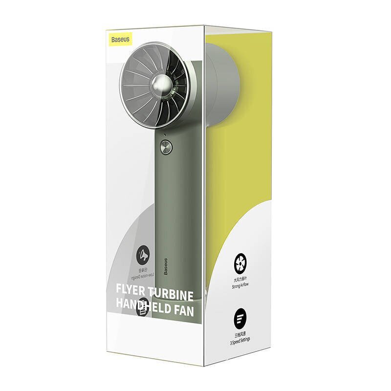 Baseus Flyer Turbine portable hand fan + Lightning cable (green) цена и информация | Ventilatori | 220.lv