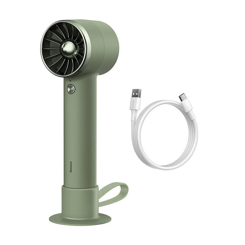 Baseus Flyer Turbine portable hand fan + Lightning cable (green) cena un informācija | Ventilatori | 220.lv
