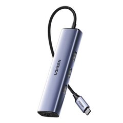 UGREEN CM475 Adapter USB-C Hub to 3x USB 3.0, RJ45, USB-C PD (gray) цена и информация | Адаптеры и USB разветвители | 220.lv