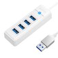 Orico Hub Adapter USB to 4x USB 3.0, 5 Gbps, 0.15m (White) cena un informācija | Adapteri un USB centrmezgli | 220.lv