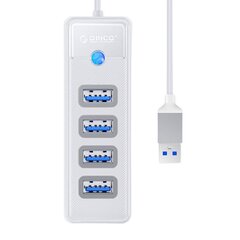 Orico Hub Adapter USB to 4x USB 3.0, 5 Gbps, 0.15m (White) цена и информация | Адаптеры и USB разветвители | 220.lv